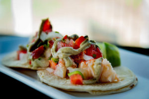 A taco created using lobster caught in water near Boothbay Harbor.