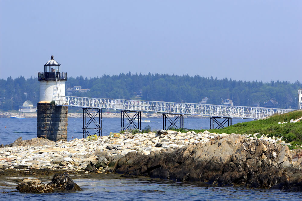 A lighthouse near Boothbay Harbor that's a popular tourist attraction.