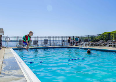 After visiting local art galleries, jump in the pool at a waterfront Maine resort.