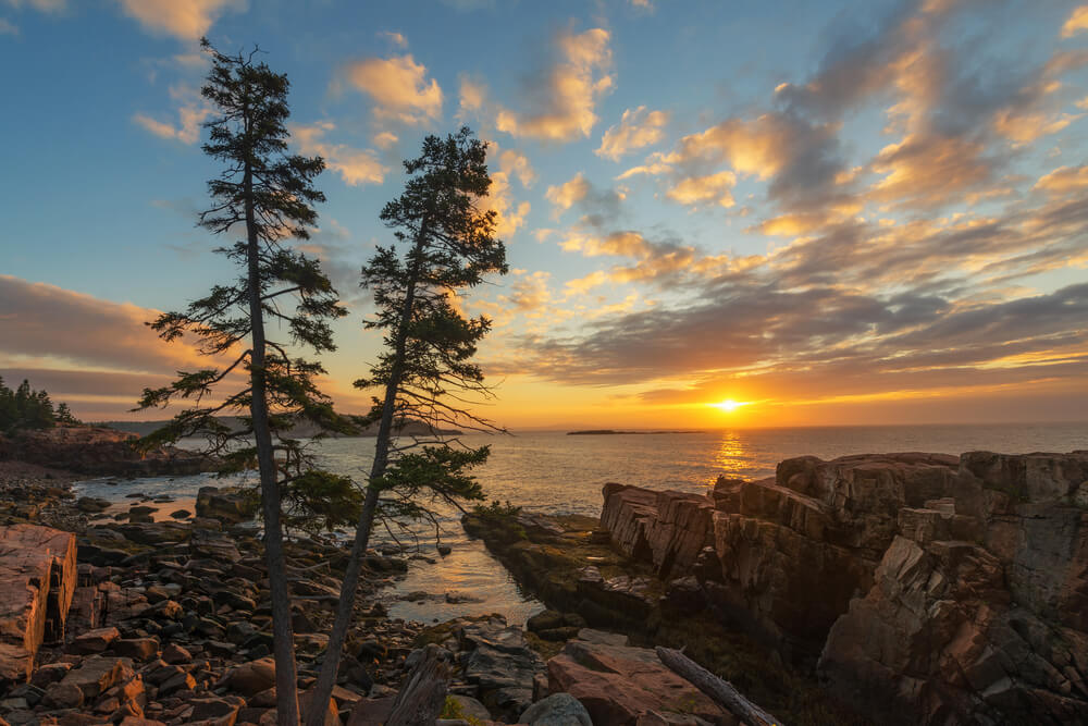 The view of a sunrise in Maine.