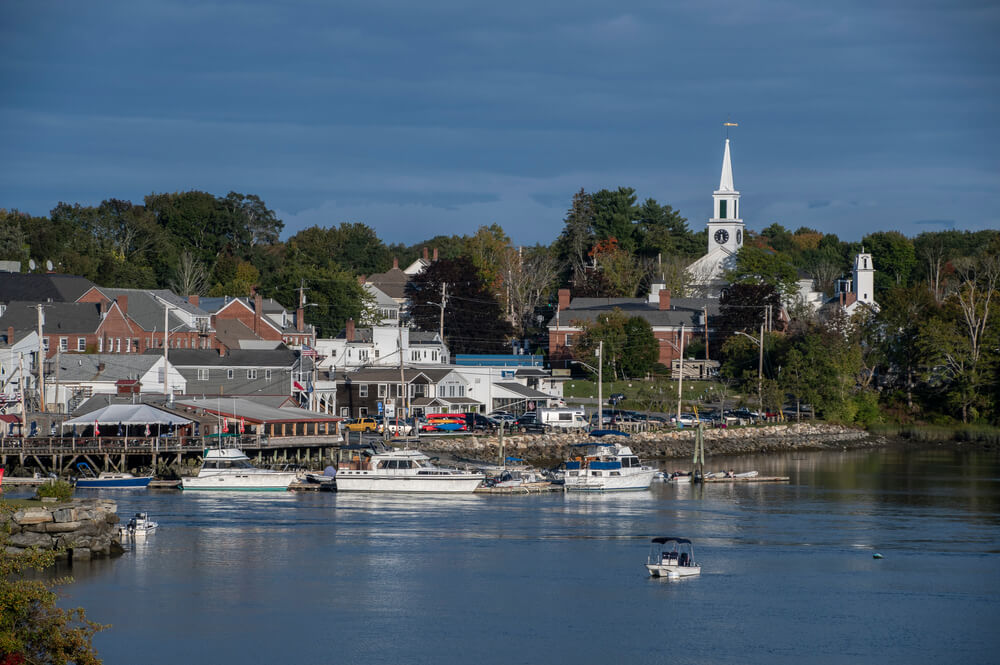 The view of Damariscotta, Maine, where one of the most popular things to do in town is spend time on the water.