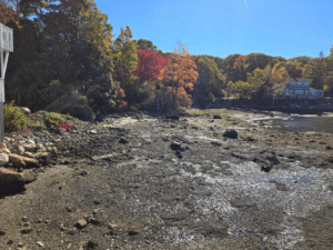 Low tide at an East Boothbay, Maine, hotel.
